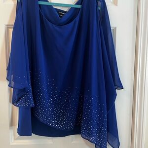 Roz & Ali Blue Chiffon Blouse